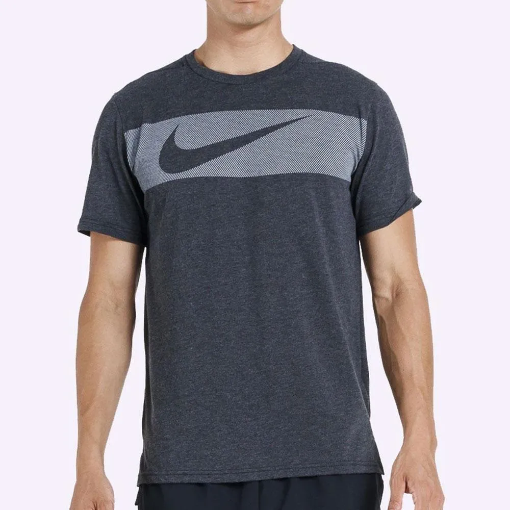 Nike Dri-FIT Breathe Men's Short-Sleeve Training Top - Black Heather/White