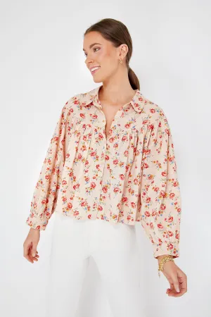 Pale Pink Kerchief Rose Print The Carousel Top