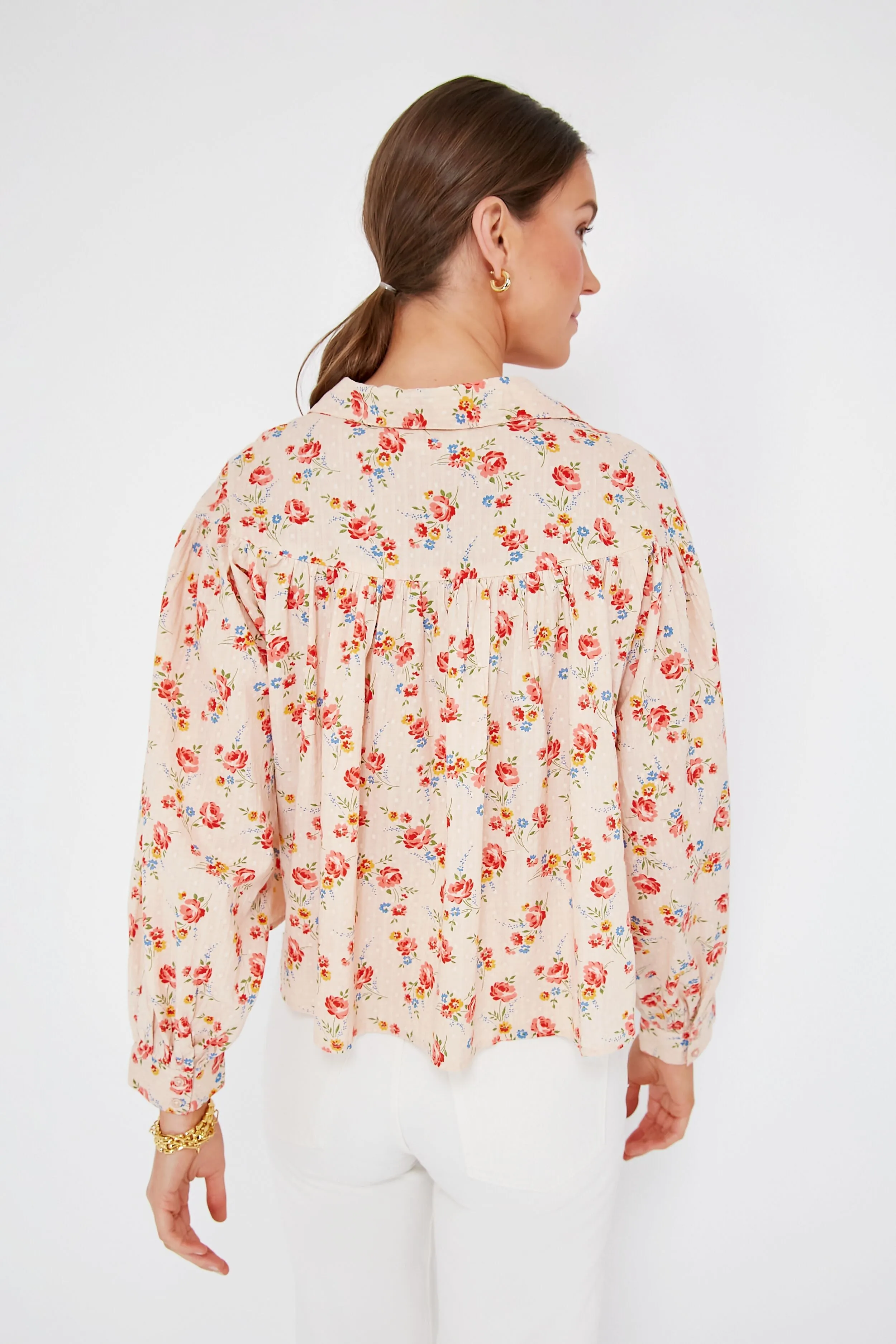 Pale Pink Kerchief Rose Print The Carousel Top