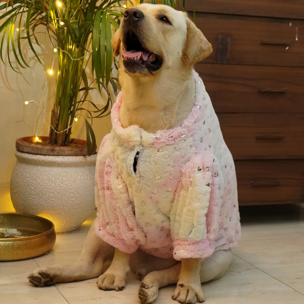 Pawgypets Fur Sweater for Dogs and Cats (Heart Pastel Rainbow)