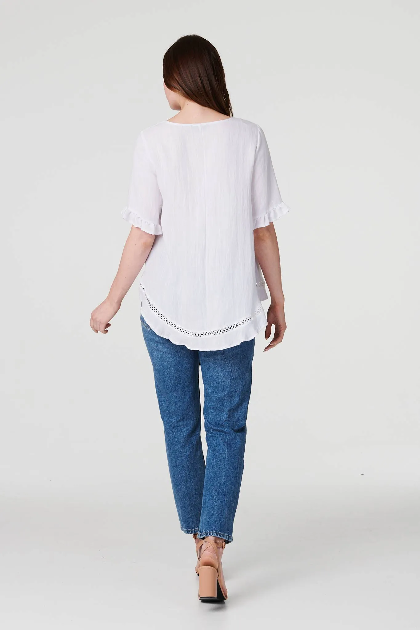 Plain 1/2 Sleeve Layered Blouse