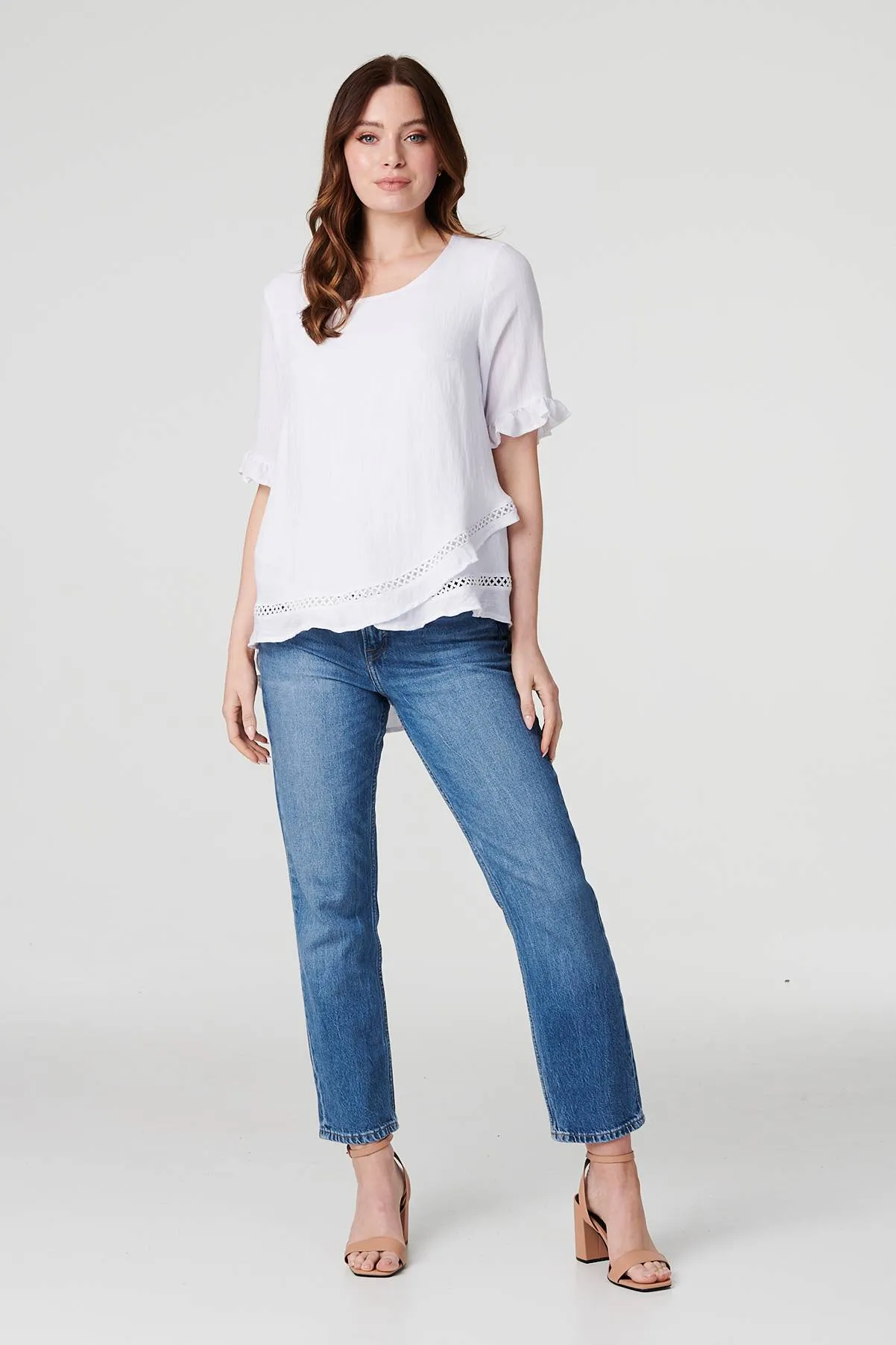 Plain 1/2 Sleeve Layered Blouse