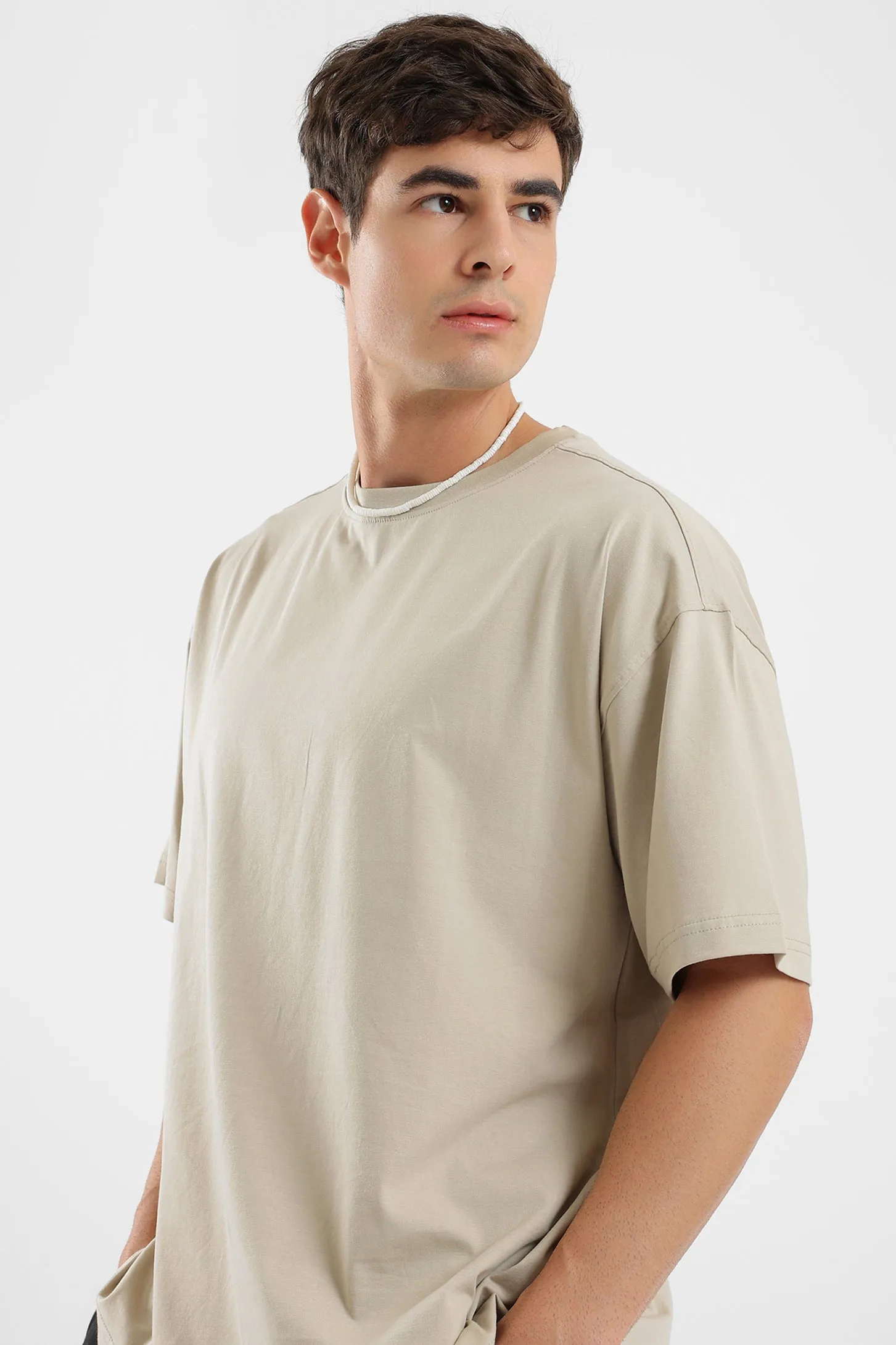 PURE COMFORT OVERSIZED TEE - BEIGE