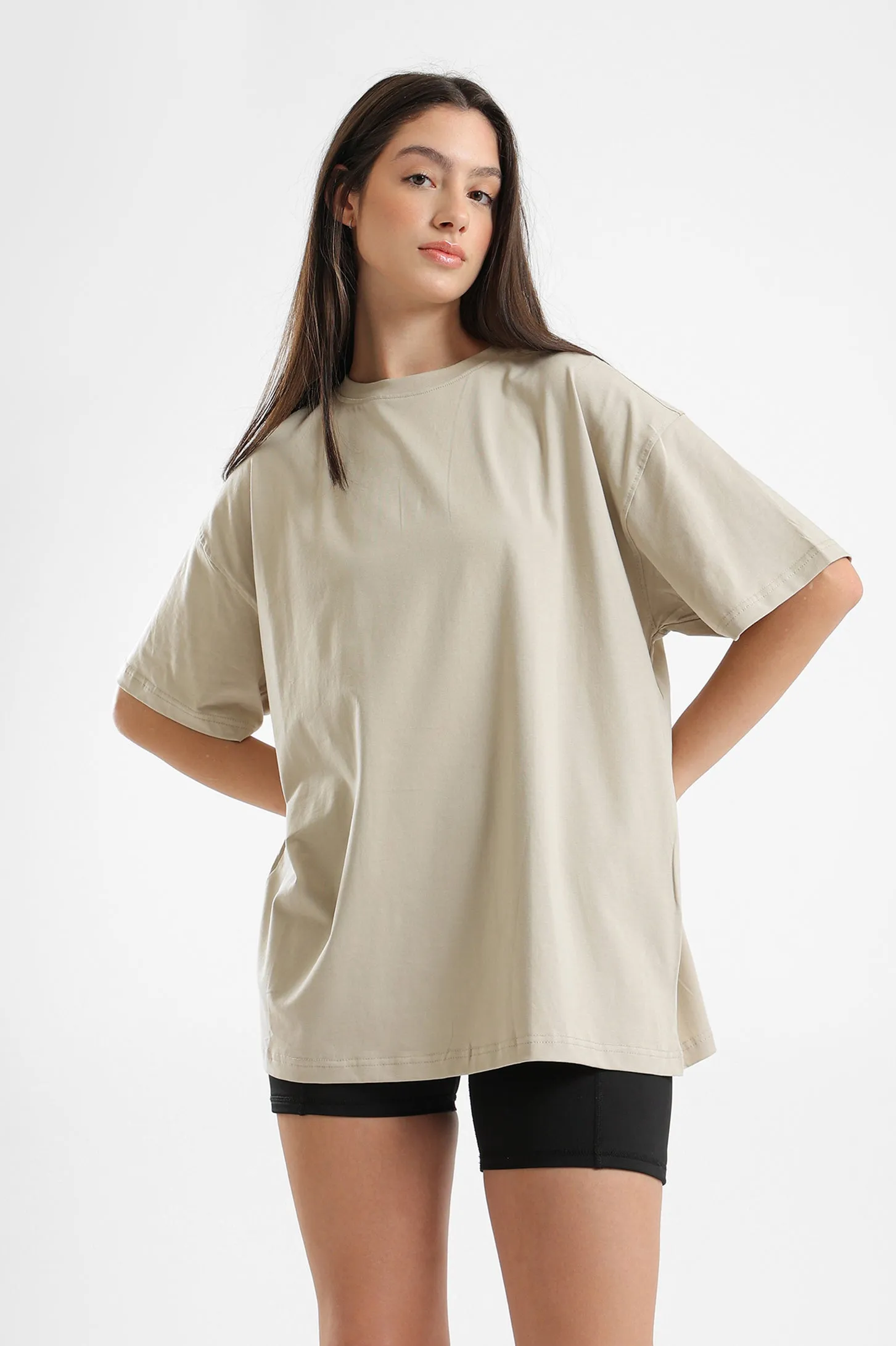 PURE COMFORT OVERSIZED TEE - BEIGE