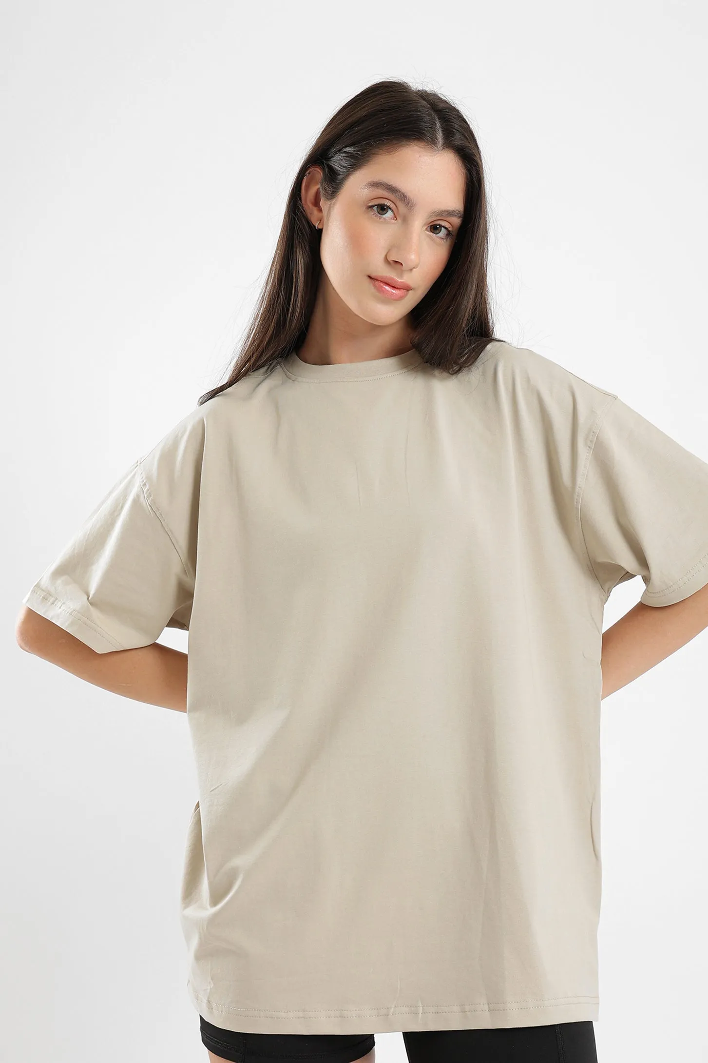 PURE COMFORT OVERSIZED TEE - BEIGE