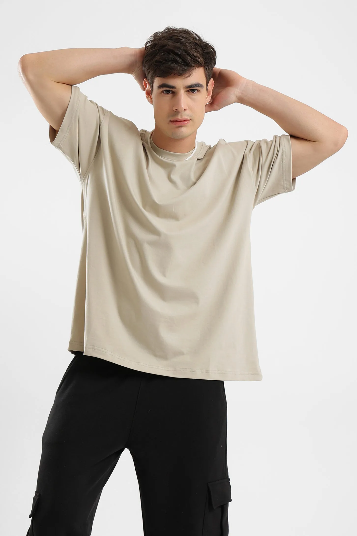 PURE COMFORT OVERSIZED TEE - BEIGE