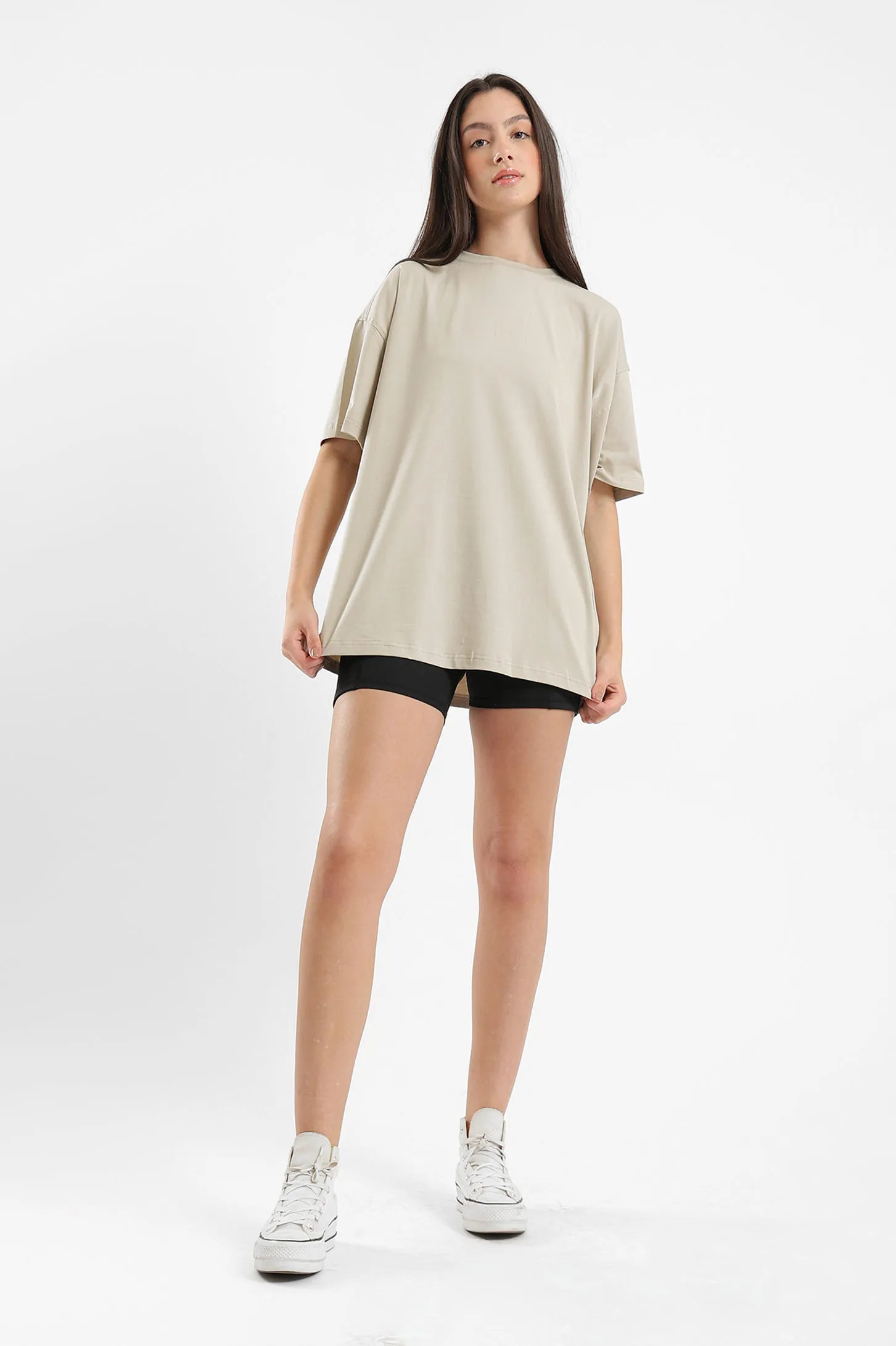 PURE COMFORT OVERSIZED TEE - BEIGE