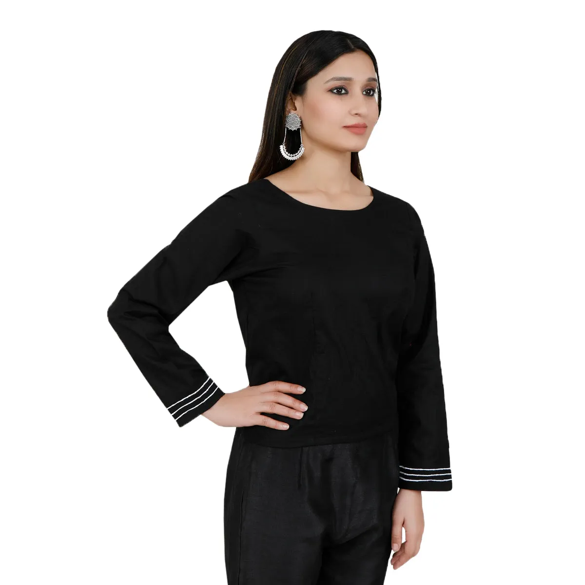 Pure Cotton Black Rabari Long Blouse