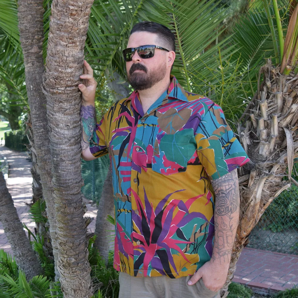 "Final Sale" Retro 80's Palm Beach Paradise Button-Up Shirt