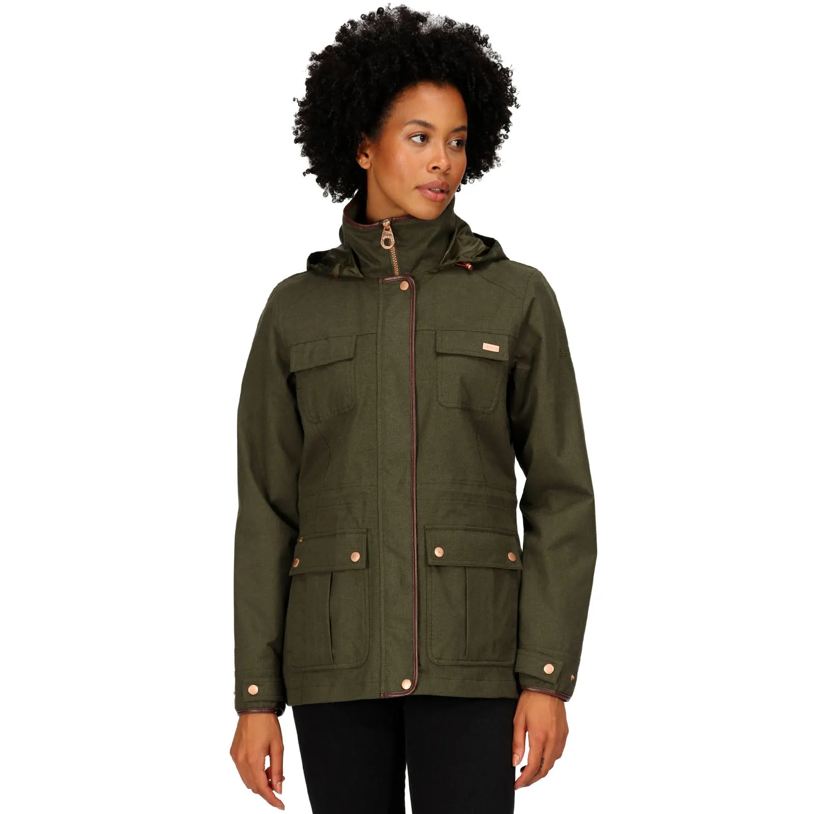 Regatta Womens Alixa Waterproof High Collar Jacket - Dark Khaki