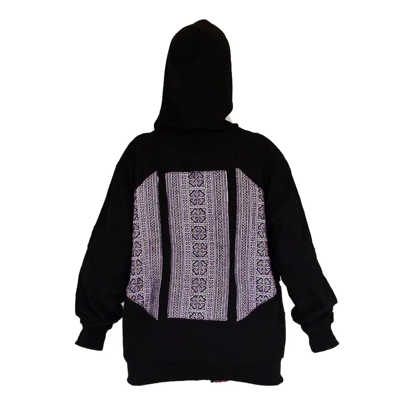 Reversible "Black Hmong" Tribal Hoody  -Limited Edition- Black Light Activated