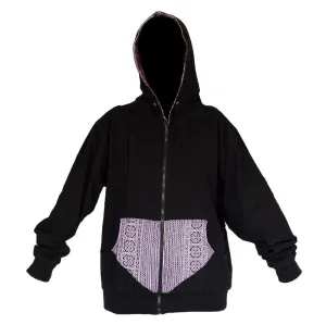 Reversible "Black Hmong" Tribal Hoody  -Limited Edition- Black Light Activated