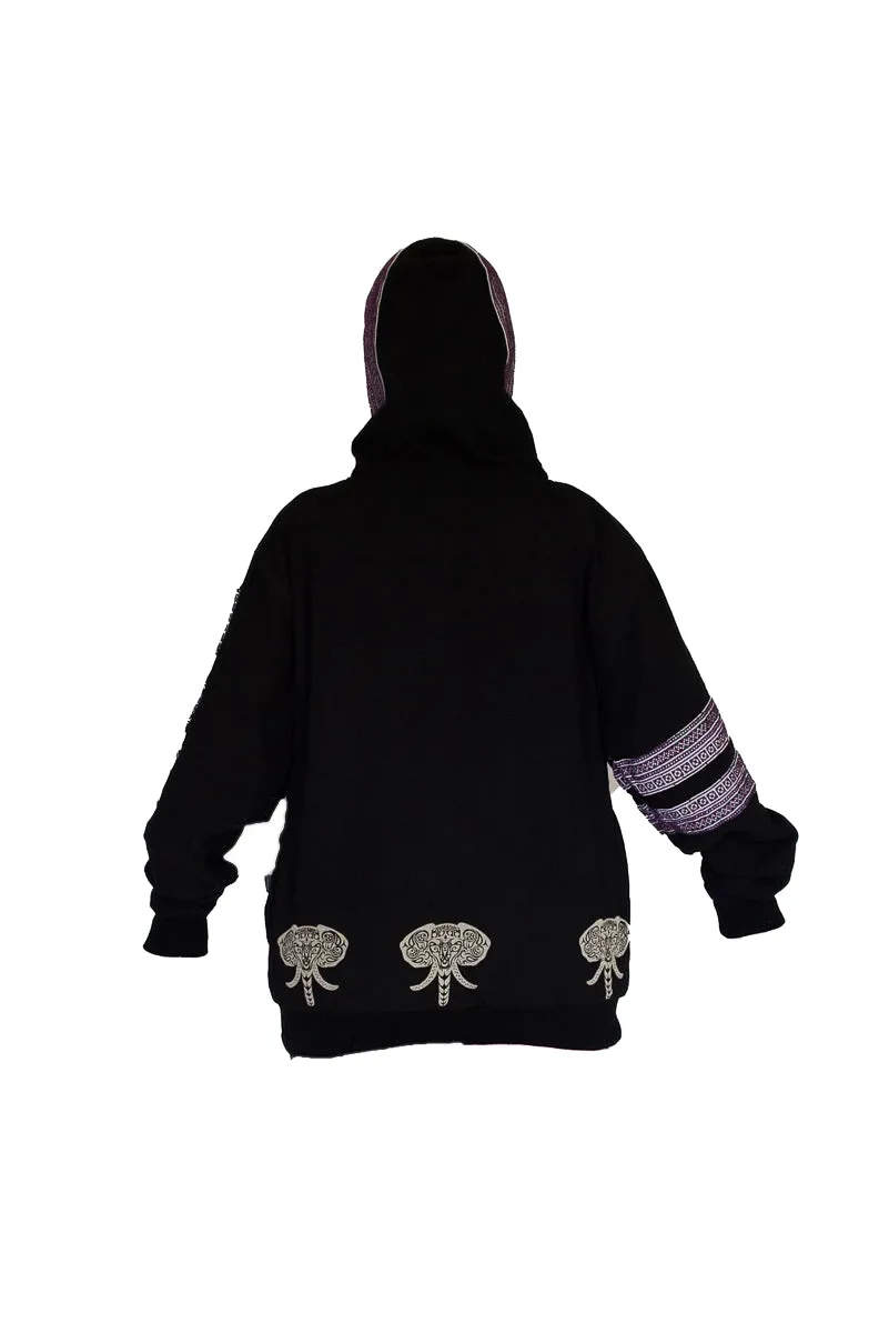 Reversible "Black Hmong" Tribal Hoody  -Limited Edition- Black Light Activated