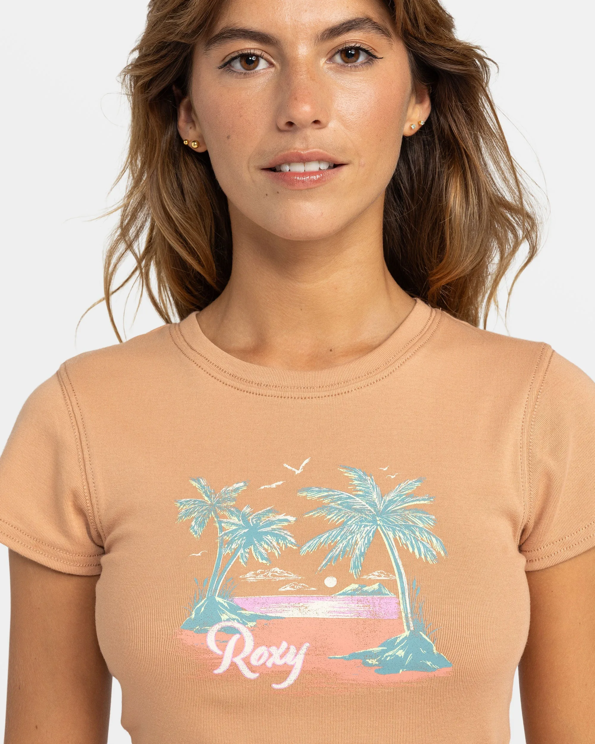 Roxy All Day Short Sleeve T-Shirt - Camel