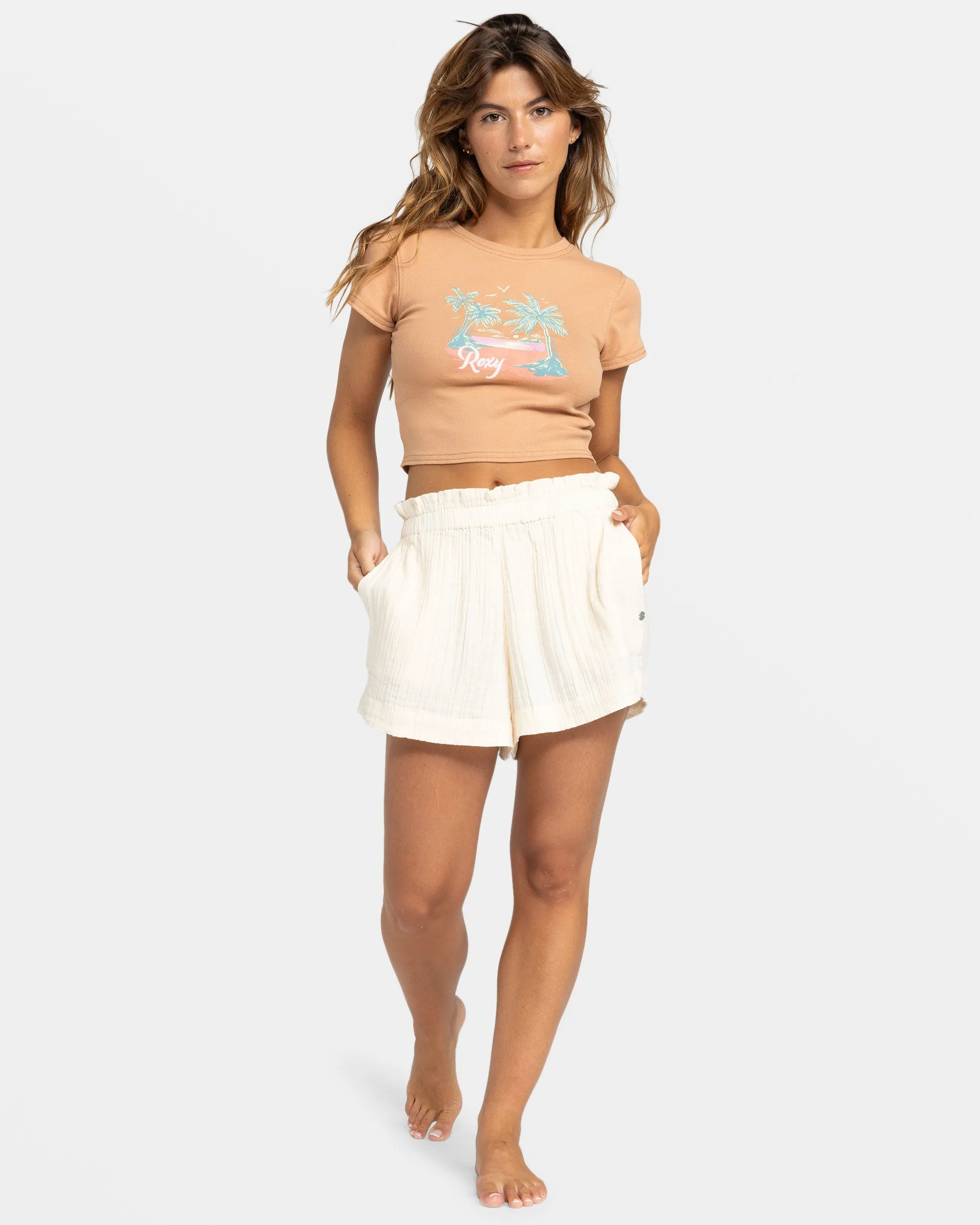 Roxy All Day Short Sleeve T-Shirt - Camel