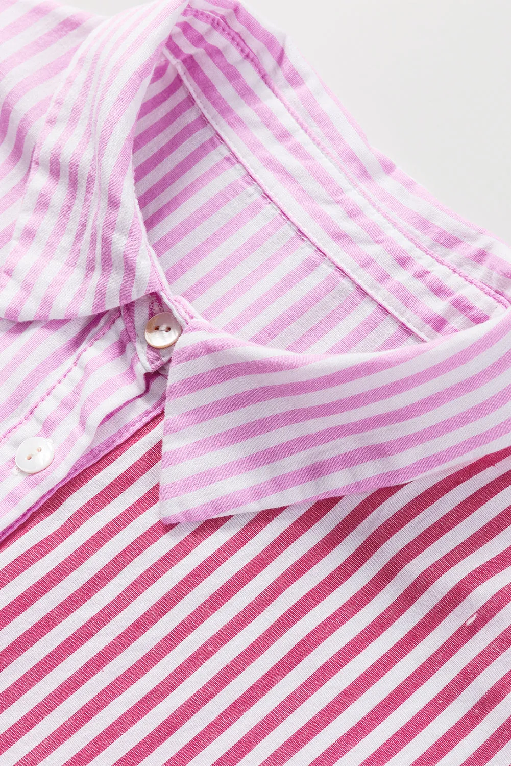 Ruffled Pink Stripe Button Shirt