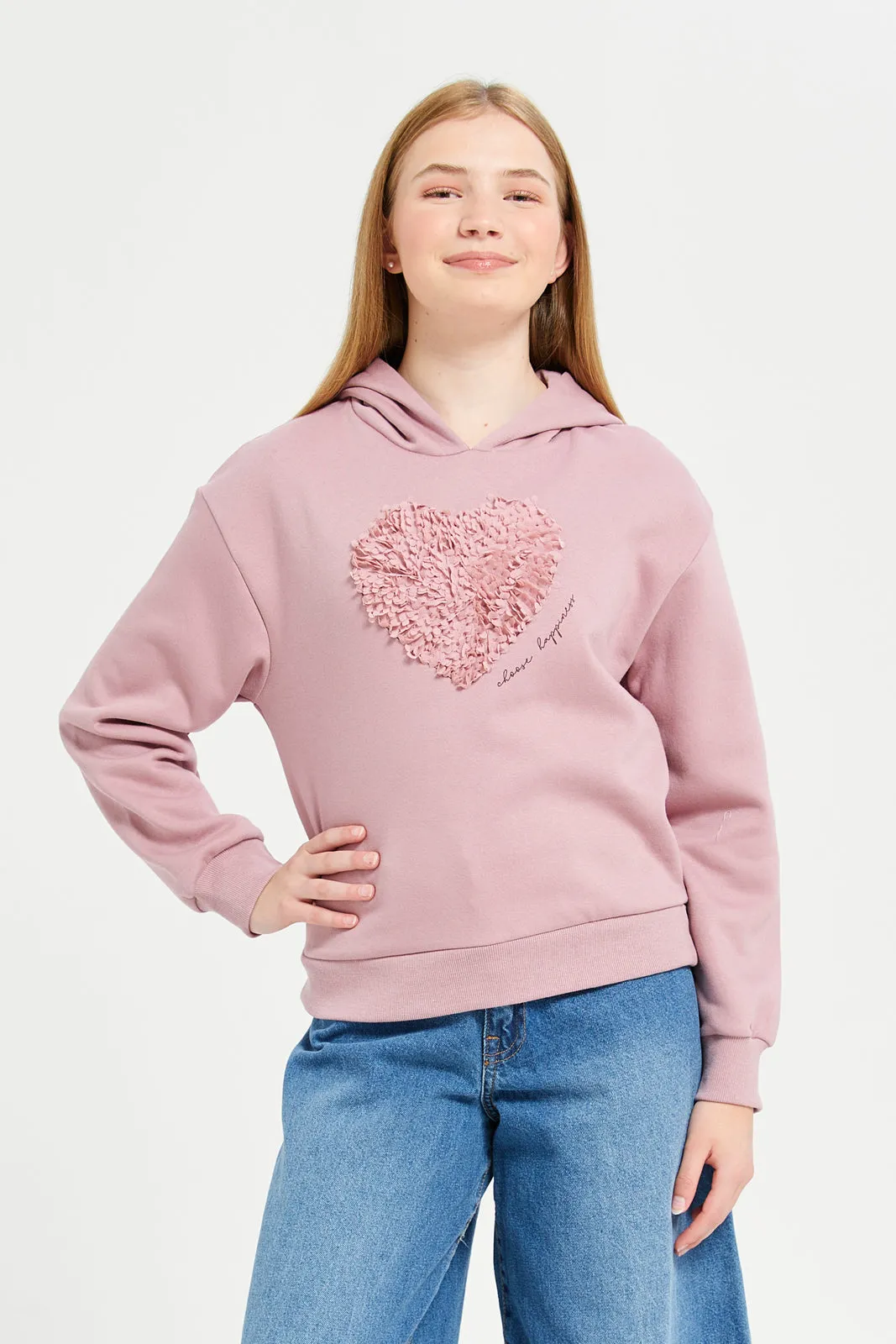 Senior Girls Pink Hooded Sweatshirt