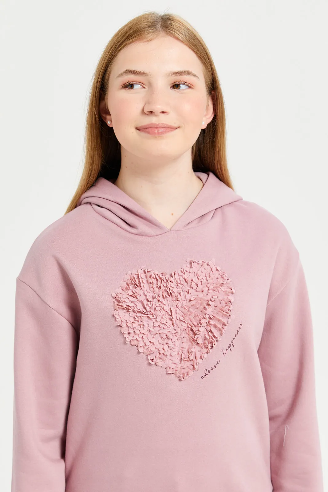 Senior Girls Pink Hooded Sweatshirt