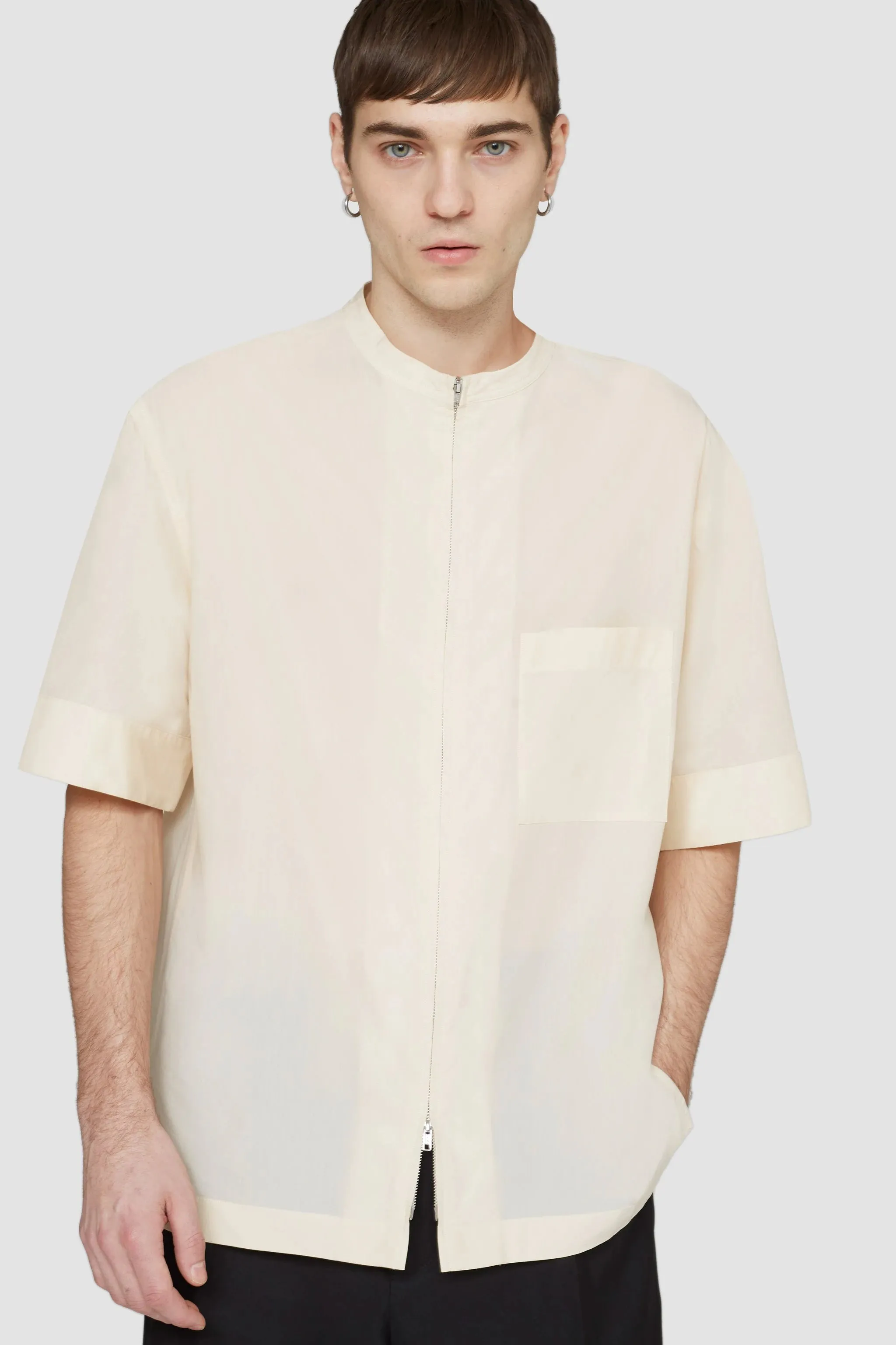 Short Sleeve Zip-Front Shirt