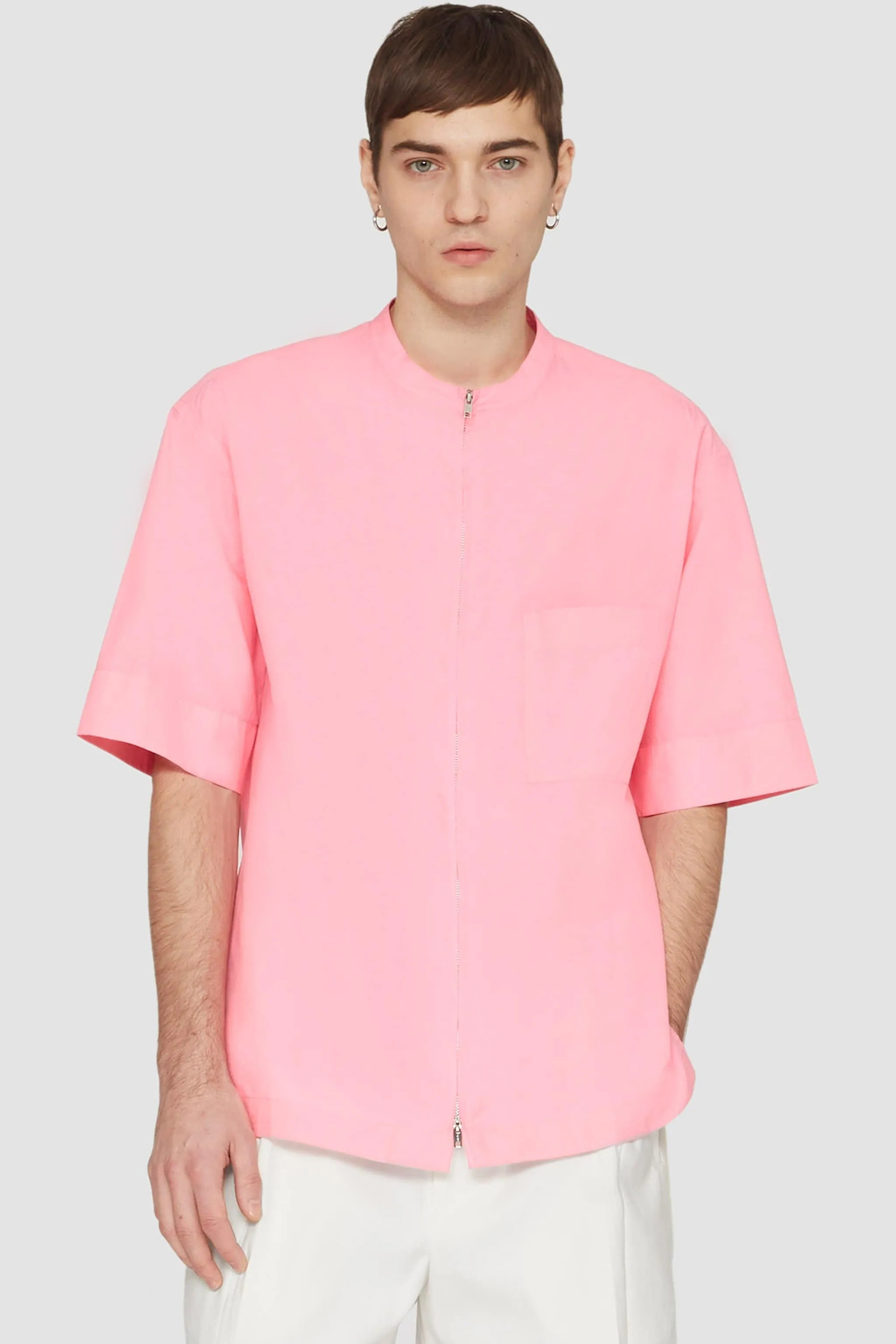 Short Sleeve Zip-Front Shirt