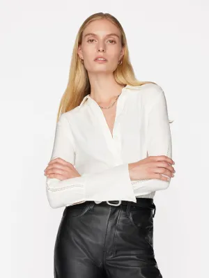 Slim Lace Inset Shirt - Off White