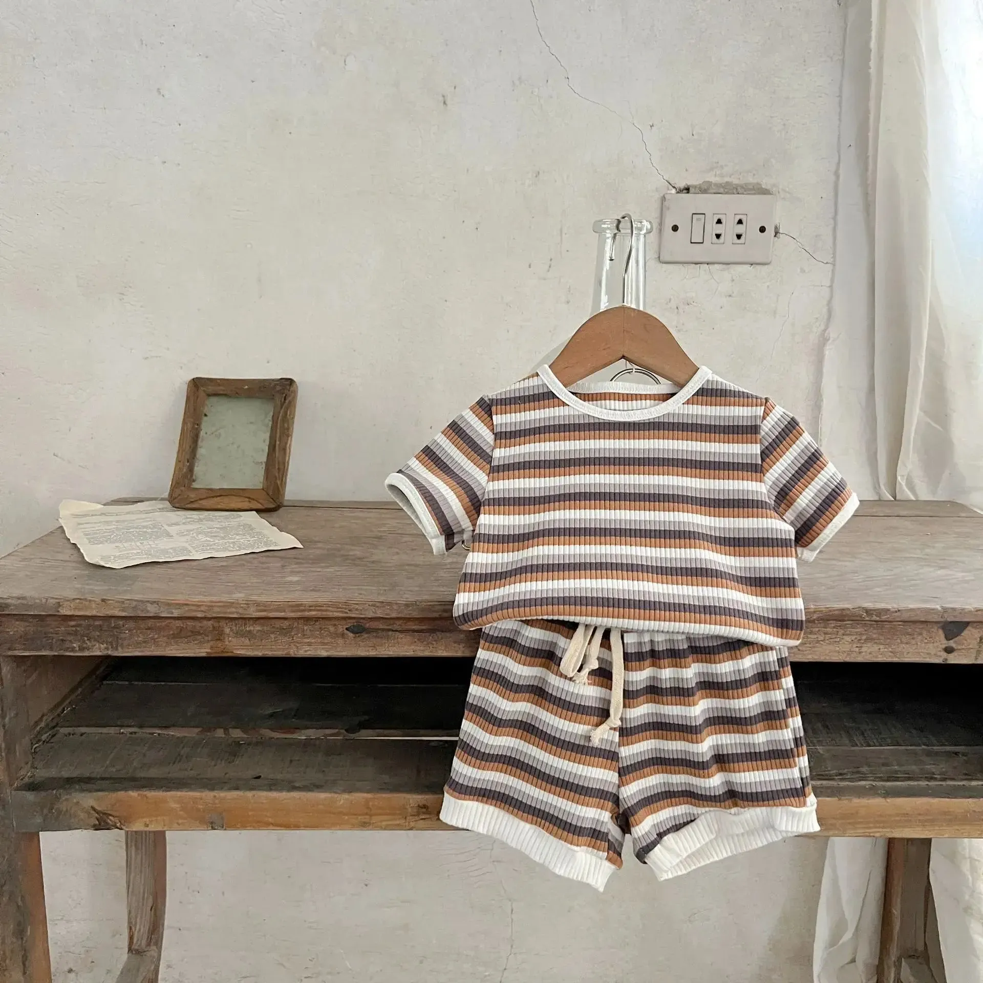 Summer Infant Boys Short Sleeve Striped Tops  Shorts