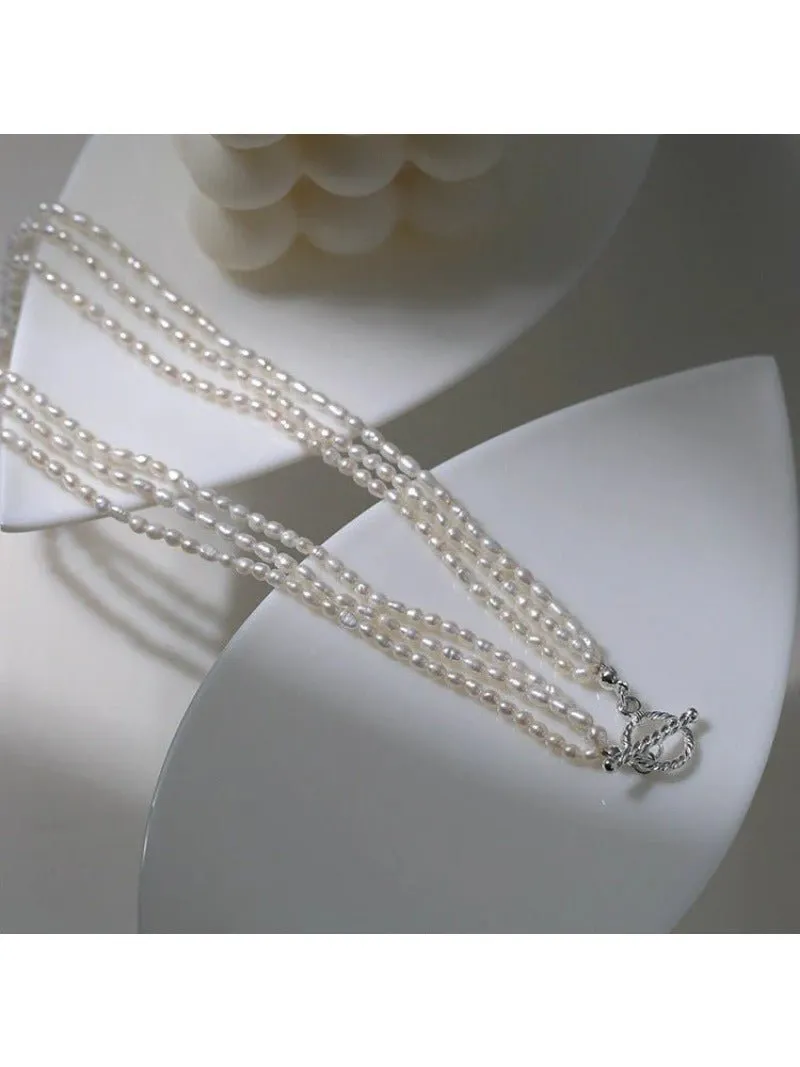 Three Layers Ot Buckle Pearl Necklace