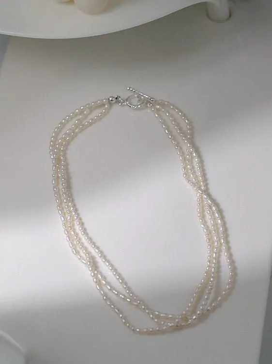 Three Layers Ot Buckle Pearl Necklace