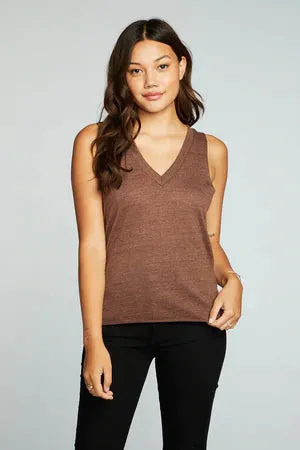 TRIBLEND JERSEY V NECK DEEP ARMHOLE MUSCLE TANK