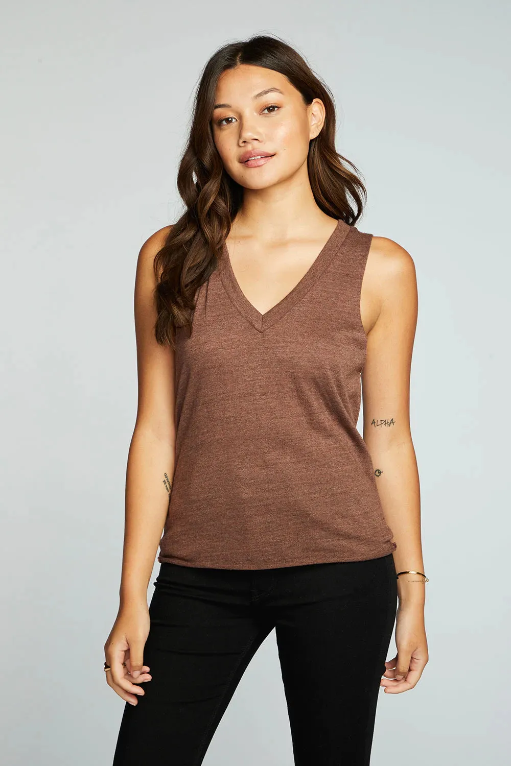 TRIBLEND JERSEY V NECK DEEP ARMHOLE MUSCLE TANK