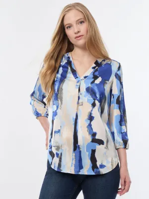 V-Neck Pleated Kelly Blouse, Crepe De Chine