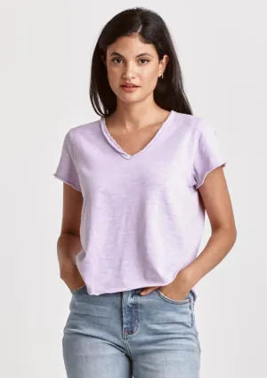 Vanya Short Sleeve Slub Tee - Gentle Lavender