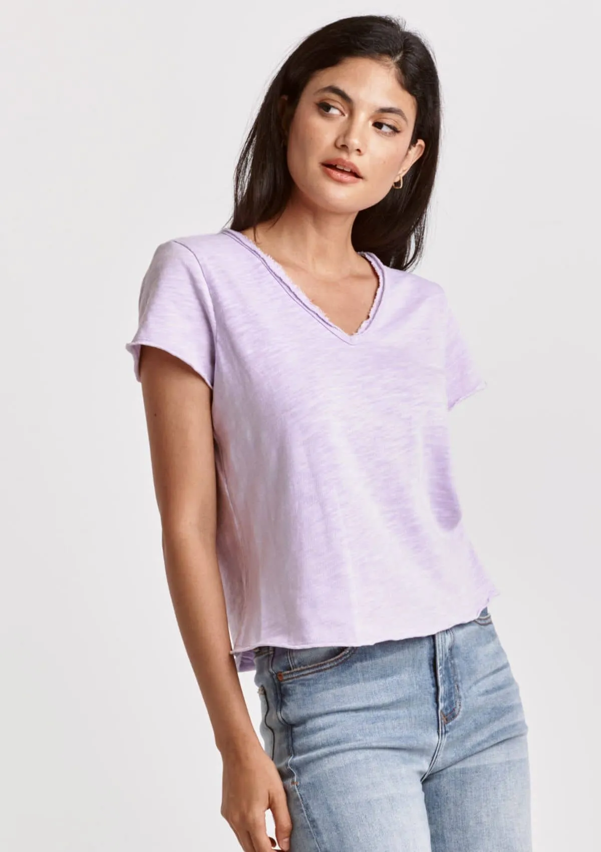 Vanya Short Sleeve Slub Tee - Gentle Lavender