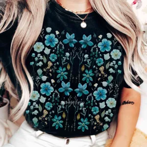 Vintage turquoise wildflower shirt