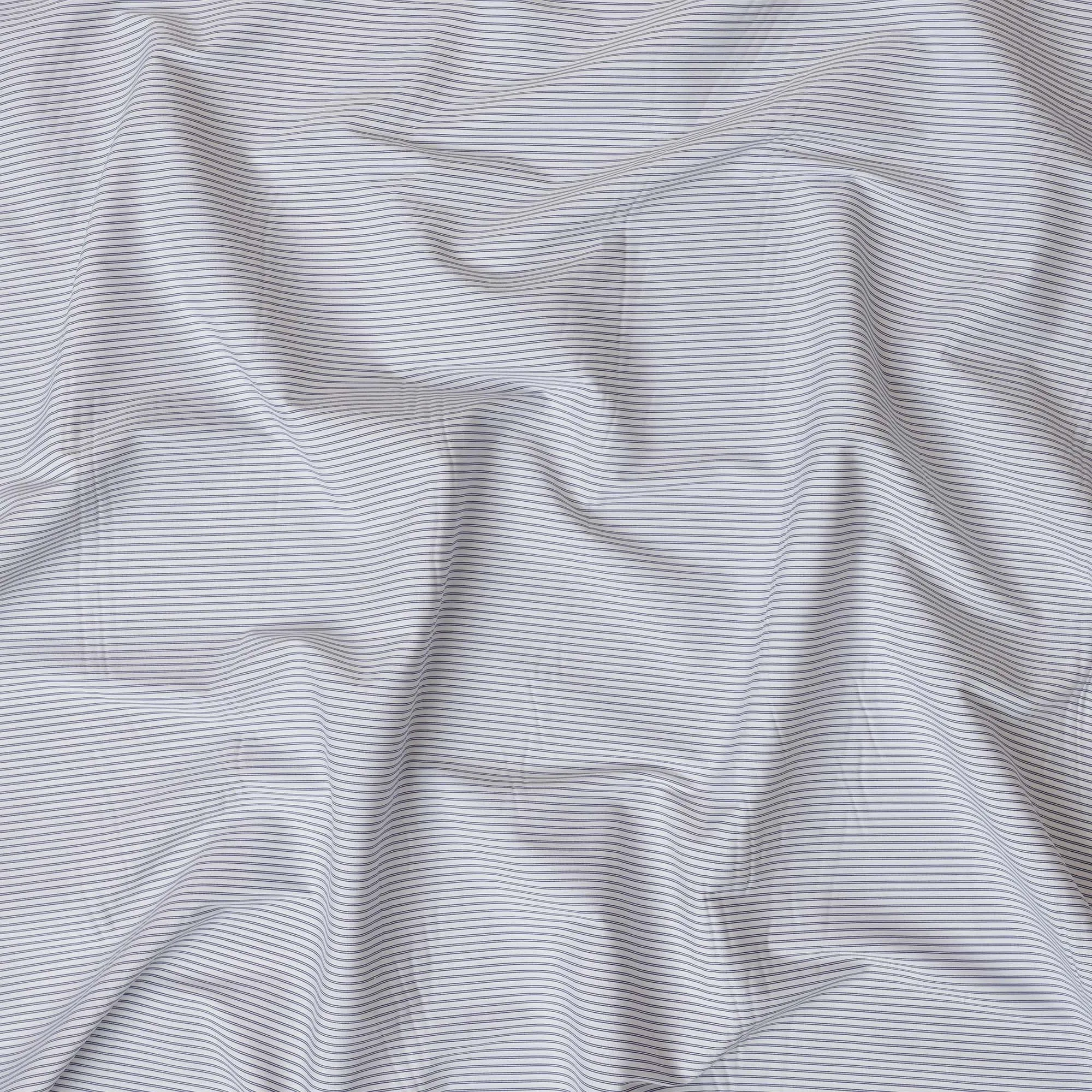 White and Grey Micro Striped 100% Cotton Shirting Fabric, 150 cm Width, Made in Italy-D20475