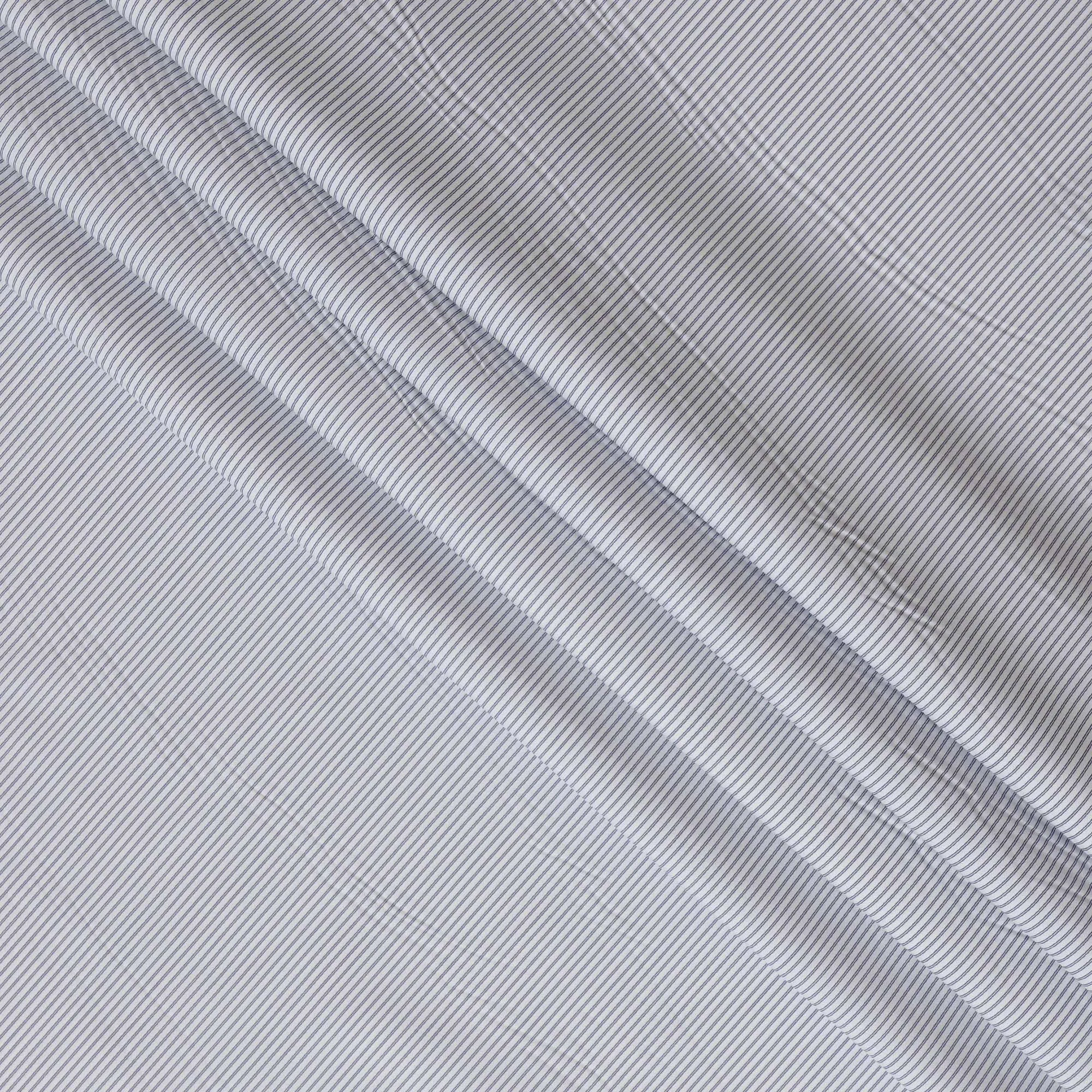 White and Grey Micro Striped 100% Cotton Shirting Fabric, 150 cm Width, Made in Italy-D20475