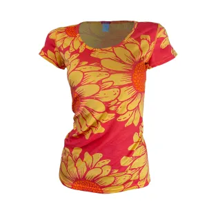 Women's Flower Power Merino Scoop Neck Tee | Hyper Pink