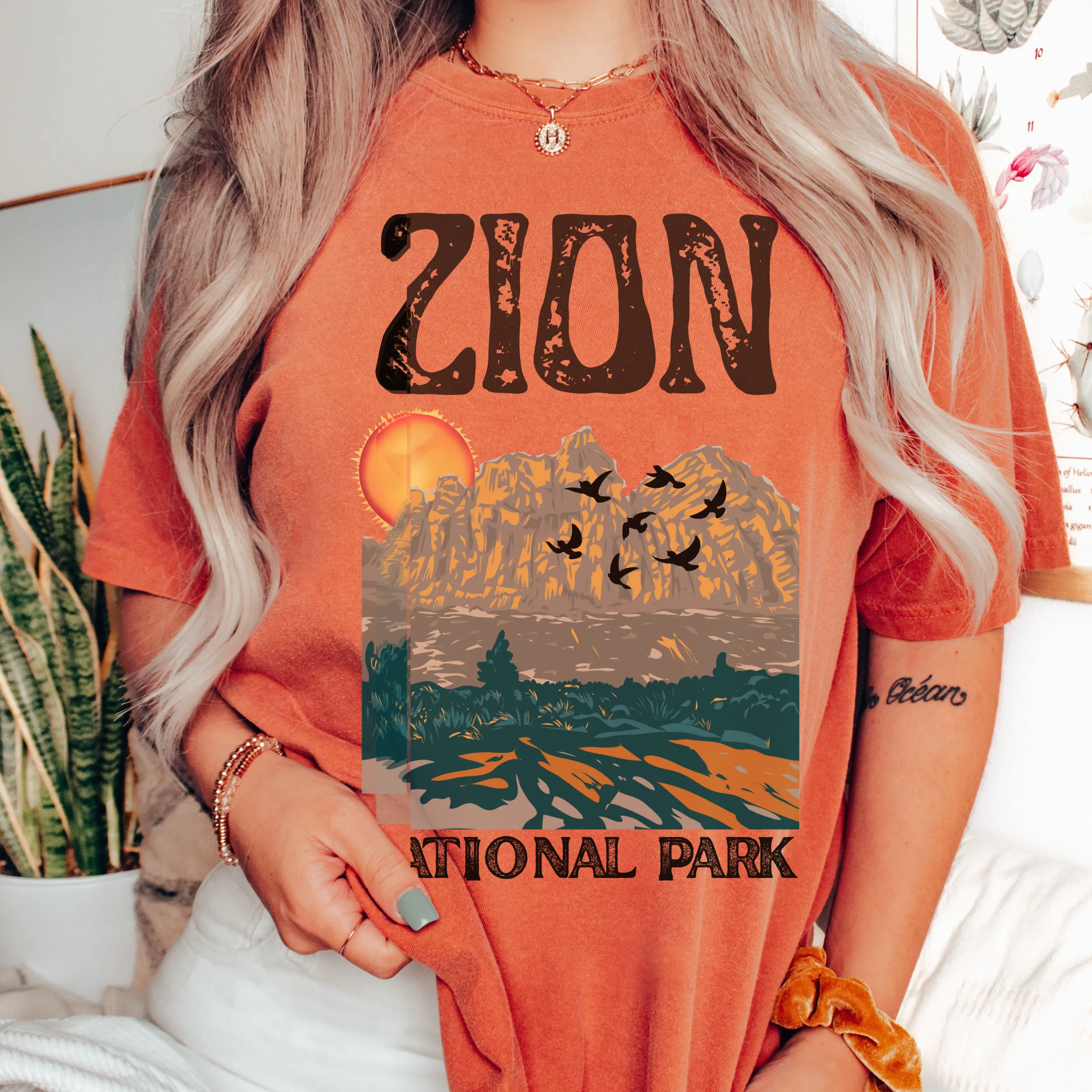 Zion National Park Comfort Colors® Unisex Garment-Dyed T-shirt Trendy Outdoors Hiking Camping in Yam, Mustard, Pepper, White or Black