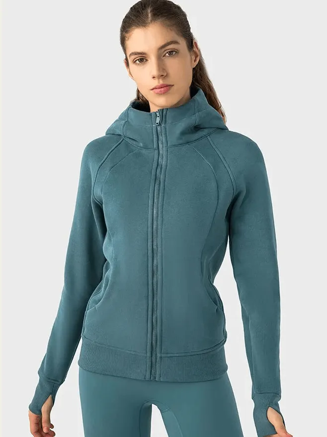 Zip-Up Athletic Fleece Hoodie for Women - SF1919