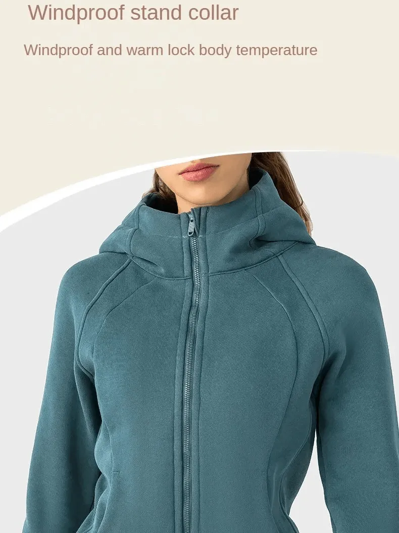 Zip-Up Athletic Fleece Hoodie for Women - SF1919