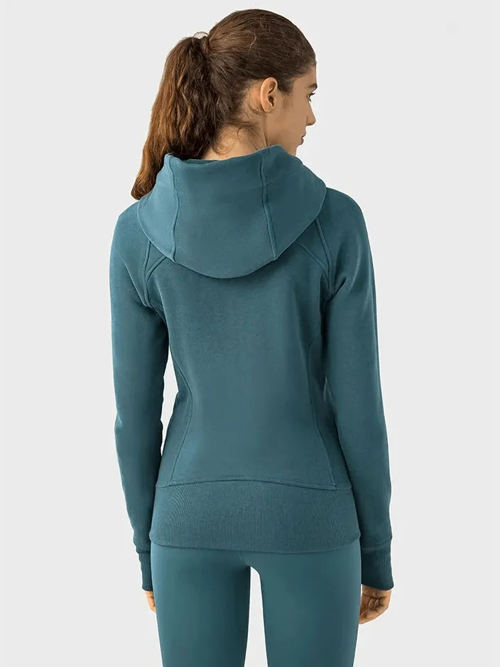 Zip-Up Athletic Fleece Hoodie for Women - SF1919