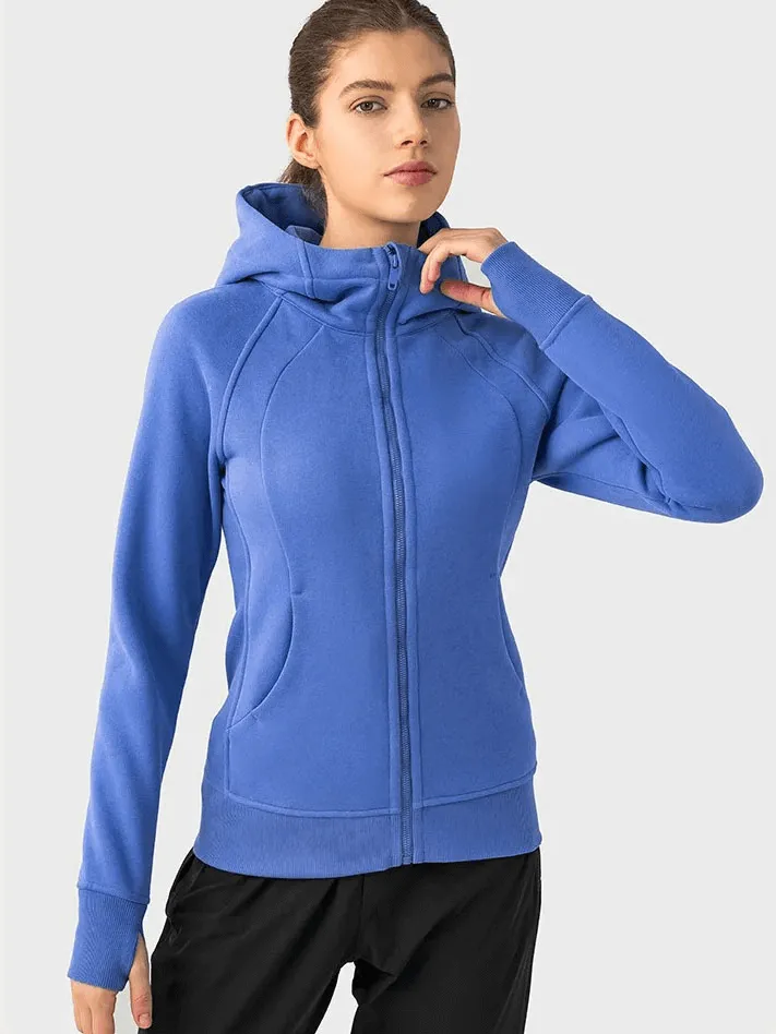 Zip-Up Athletic Fleece Hoodie for Women - SF1919