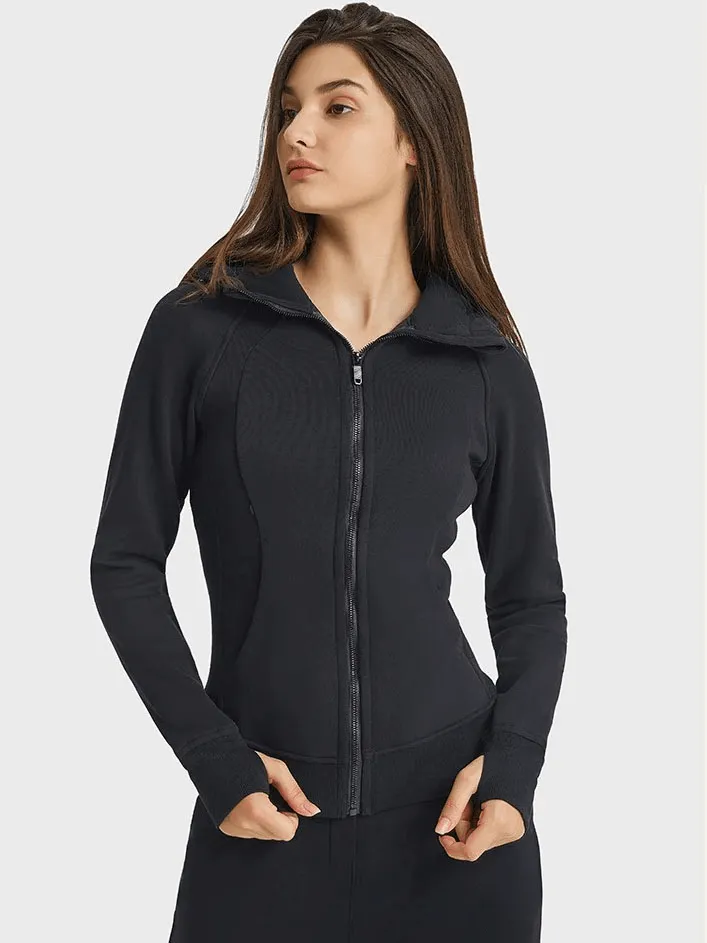 Zip-Up Athletic Fleece Hoodie for Women - SF1919