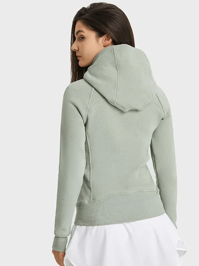 Zip-Up Athletic Fleece Hoodie for Women - SF1919