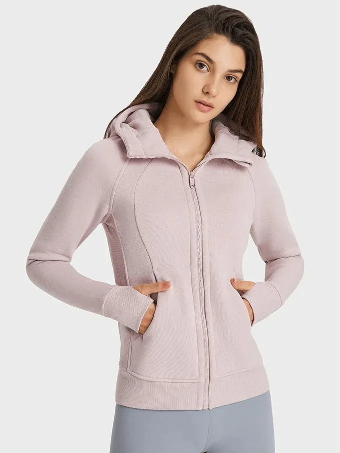 Zip-Up Athletic Fleece Hoodie for Women - SF1919