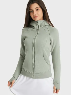 Zip-Up Athletic Fleece Hoodie for Women - SF1919