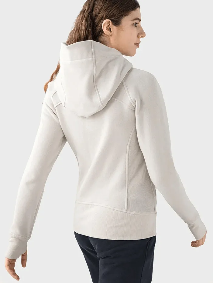 Zip-Up Athletic Fleece Hoodie for Women - SF1919