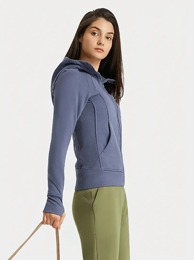 Zip-Up Athletic Fleece Hoodie for Women - SF1919